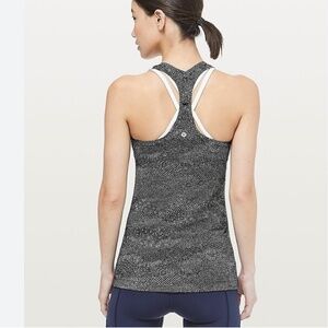 lululemon Cool Racerback II Black White Mini Floral Tank